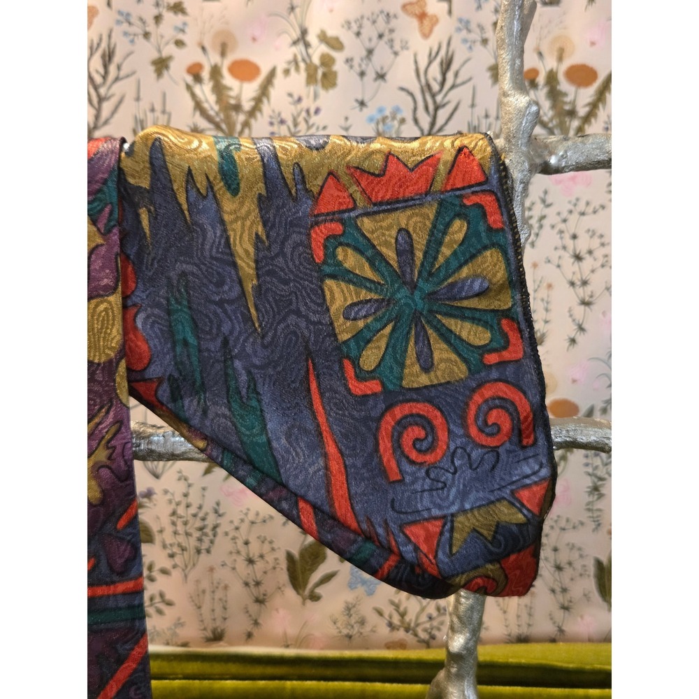 😎Dino Cellian Abstract Geometric Silk‎ Blend Vintage Necktie and Pocket Square - Picture 3 of 9